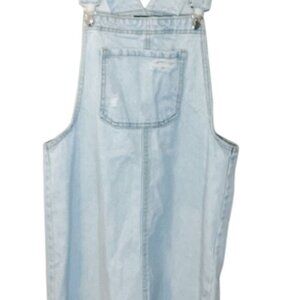 Vintage Light Wash Denim Overalls With Distressed Details & Front Pocket Sz S